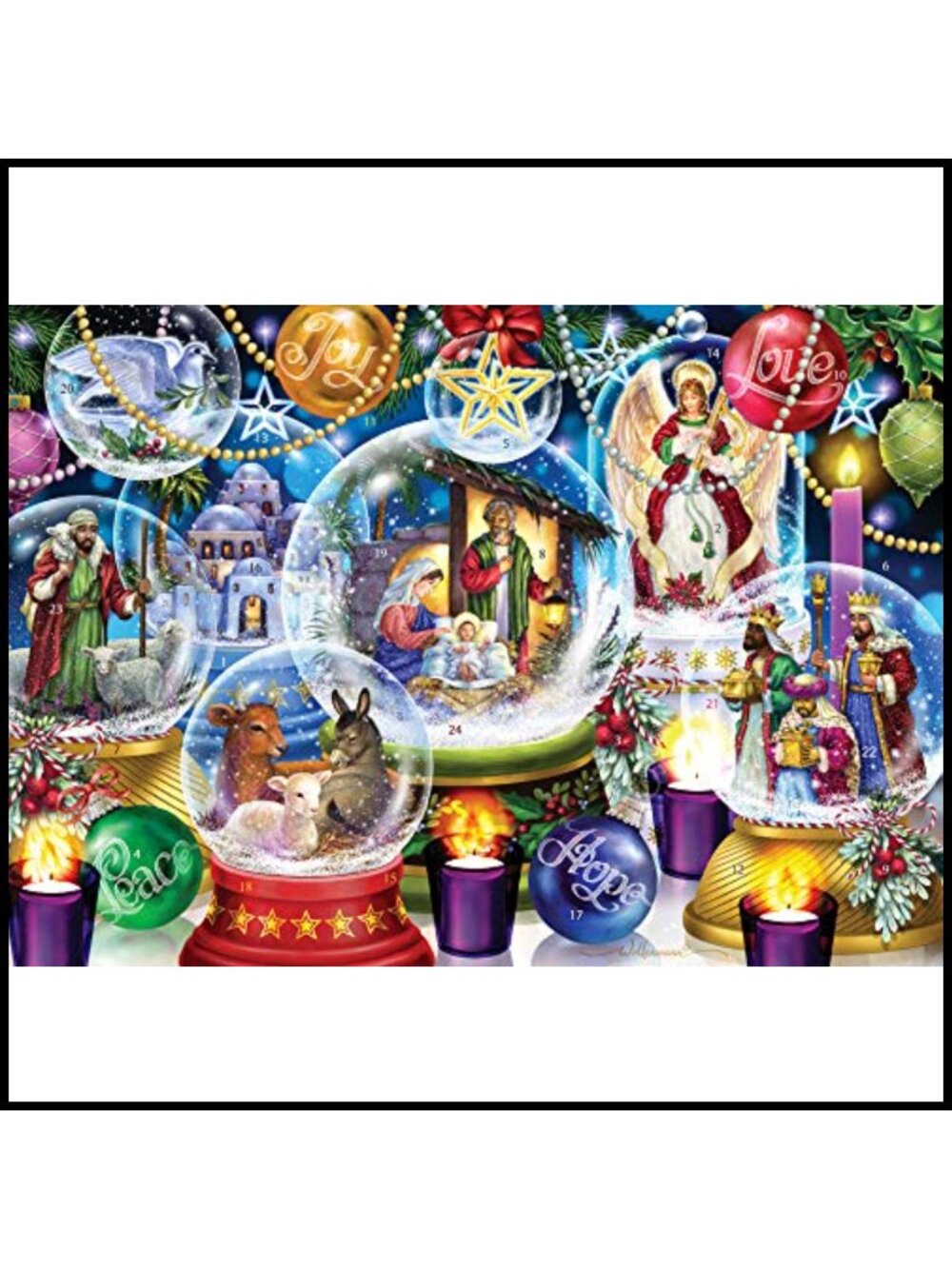 Nativity Snow Globes Advent Calendar Countdown to Christmas with Bible Text